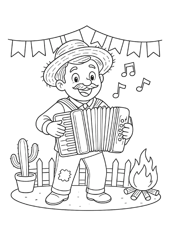 Desenho de caipira menino para colorir e imprimir - educação infantil (página 1)